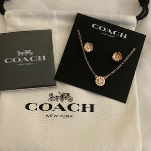 Coach Rose Gold necklace and Earring set